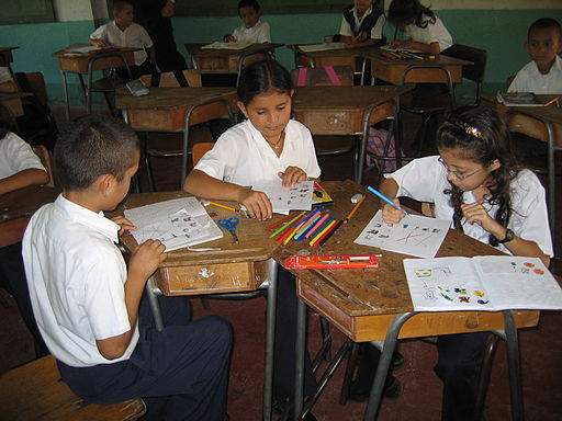 Students working